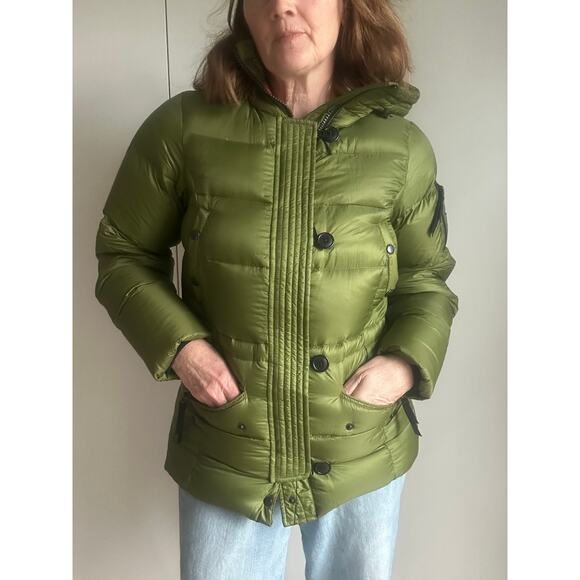 Eddie Bauer Down Puffer Coat 550 Fill Green Hooded Ski Outdoor Winter Parka SZ S - Picture 13 of 13